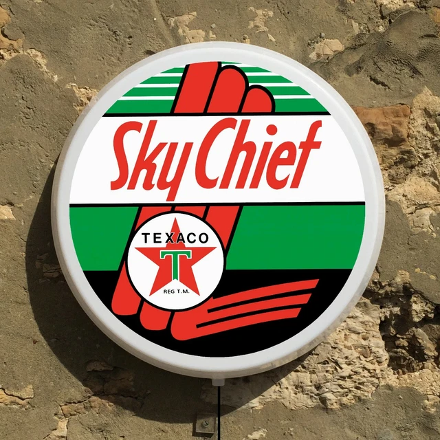Texaco Sky Chief Led Sign Light Box Garage Vintage Petroliana Automobilia Petrol