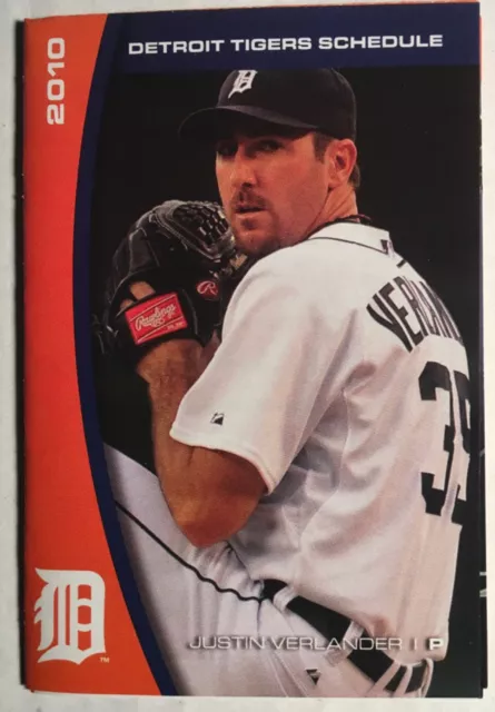 2010 Detroit Tigers Multifold JUSTIN VERLANDER Pocket Schedule Astros WS Champ