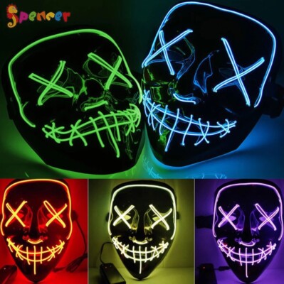 Bomboniere JYPS Maschera di Halloween Spaventoso LED Accendi Maschere di Zucca con Filo El Maschere di Costume di Halloween Devil Cosplay per Adulti Donne Bambini Bambini Decorazioni per Feste 
