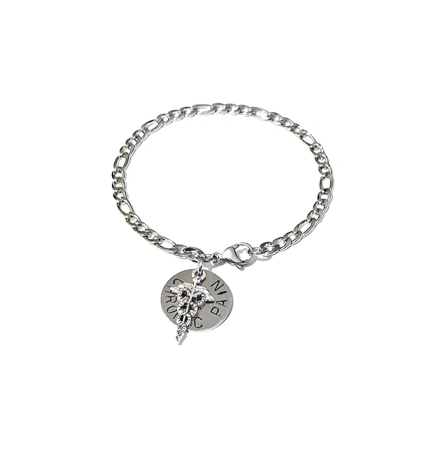 Pulsera Alerta Médica SOS Advertencia Figaro Cadena DOLOR CRÓNICO Disco y Dije