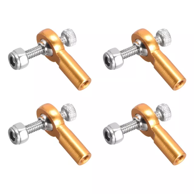 4 PCS M2/2mm 15mm Rod End Tie End Ball Head Joint Adapter Gold Tone for RC Boat