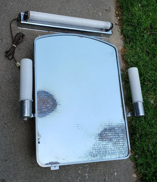 VINTAGE HOMART MID Century Recessed Medicine w/ Side Lights Art