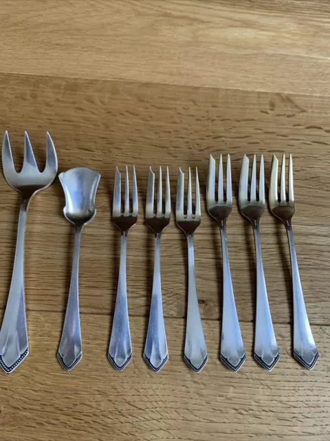 Köberlin Spitzperl Argentato 6 Forchette Cucina 1 Pane 1 Cucchiaio da Zucchero