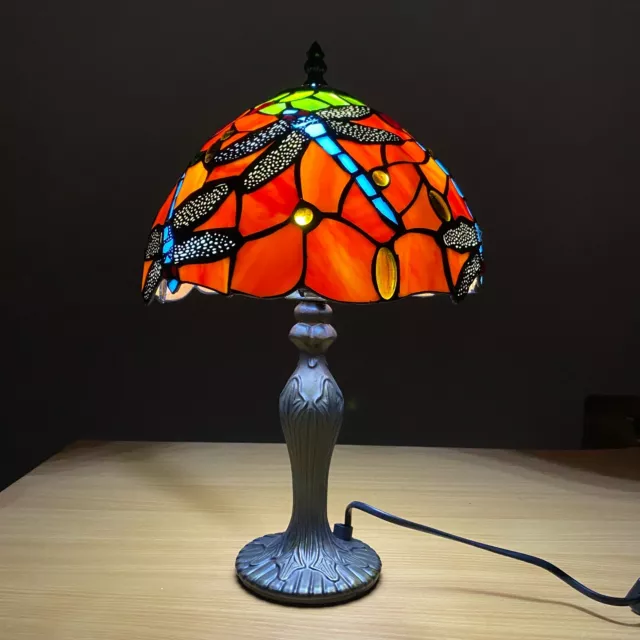 Tiffany 10 inch Table Lamp Dragonfly Style Handcrafted Art Unique Design Shade