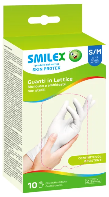 Guanti 10 Pezzi  Lattice Smilex S/M Con Polvere Made In Italy