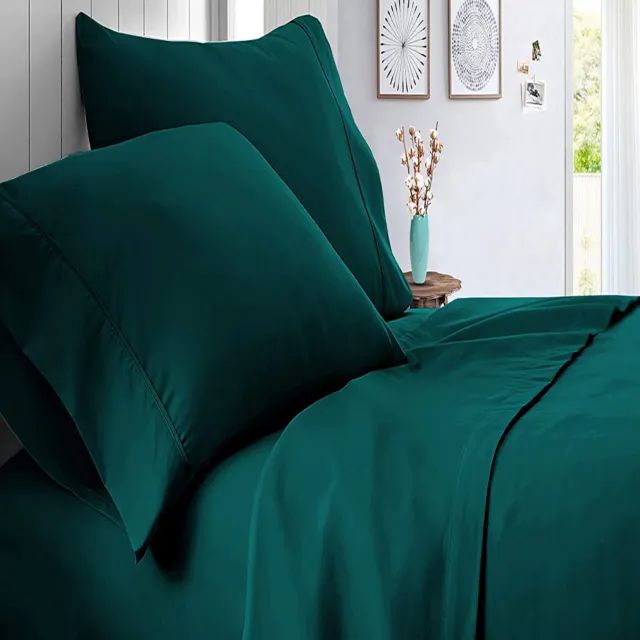 Artículo de cama seleccionado 100 % algodón de 1200 hilos tallas estadounidenses patrón verde azulado