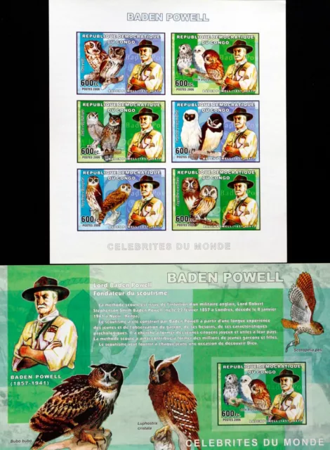 R.D.CONGO -BADEN POWELL-SCOUTISME- 1 M/Sh.+1 S/Sh-Imperfored-MNH**, RDC 76