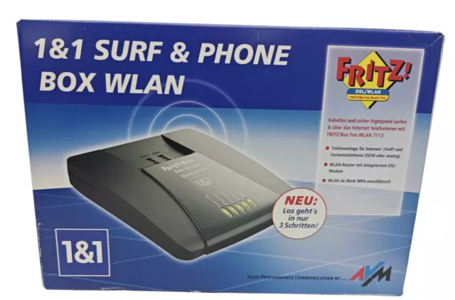 AVM FRITZBox Fon WLAN 7113  1&1 Surf & Phone Router Internet Netzwerk Zubehör