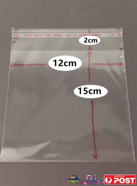 100 Cellophane Bags Self Adhesive Peel & Seal OPP Cello Bag 12x15cm TOM025x2