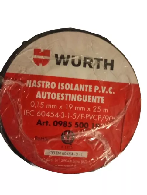 Nastro Isolante NERO 19MMx25M Alta Qualità Set 10pz - WURTH