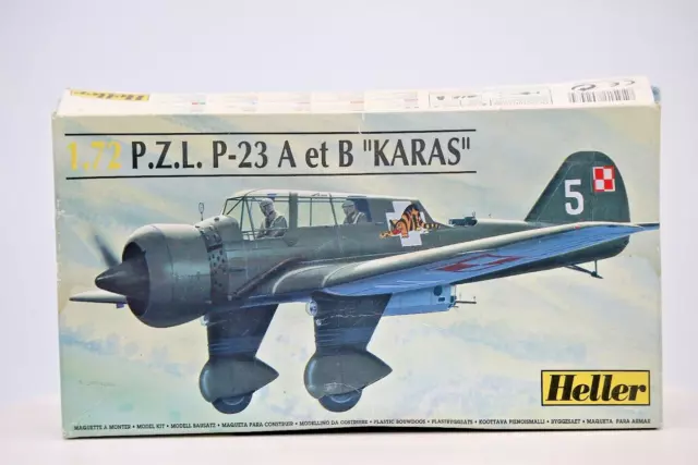 1/72 Heller P.Z.L. P-23 A et B KARAS Vintage Model Kit 80247 - OB COMPLETE