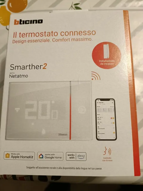 Bticino Termostato WiFi intelligente Smarther2 with Netatmo XW8002,  Incasso, Bianco