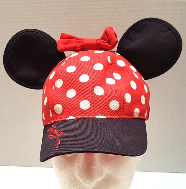 DISNEY PARK MERCH youth MINNIE MOUSE ears & bow BASEBALL CAP HAT sun visor