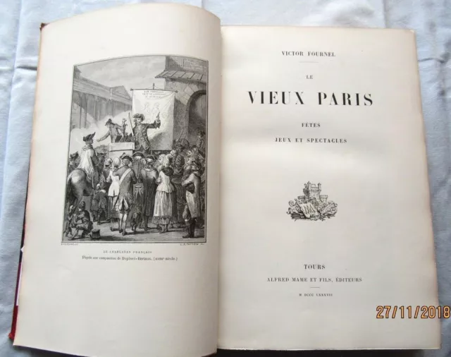 Fournel - Le Vieux Paris . 1887 - Reliure - Eo - Rare Carte De 1810 3