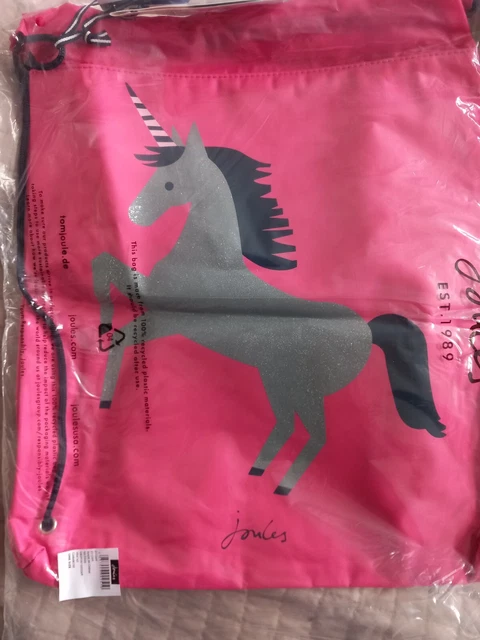 NUOVA borsa bagnata da nuoto Joule rosa con argento scintillante unicorno attrezzatura