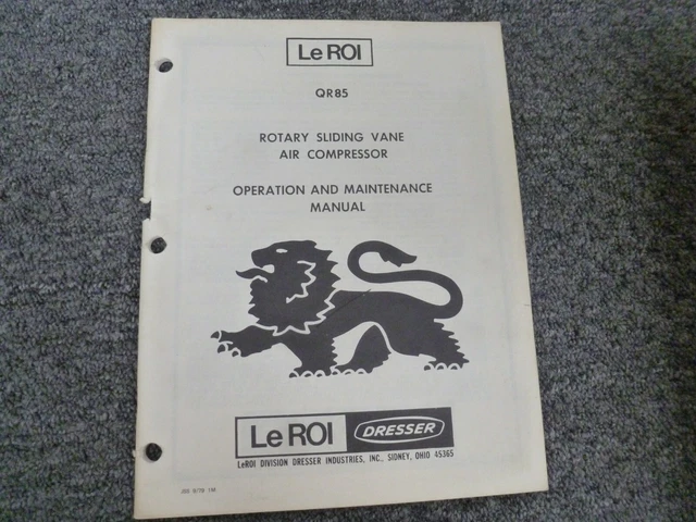 LEROI DRESSER QR85 Rotary Vane Air Compressor Owner Operator Maintenance Manual EUR 48,99 ...
