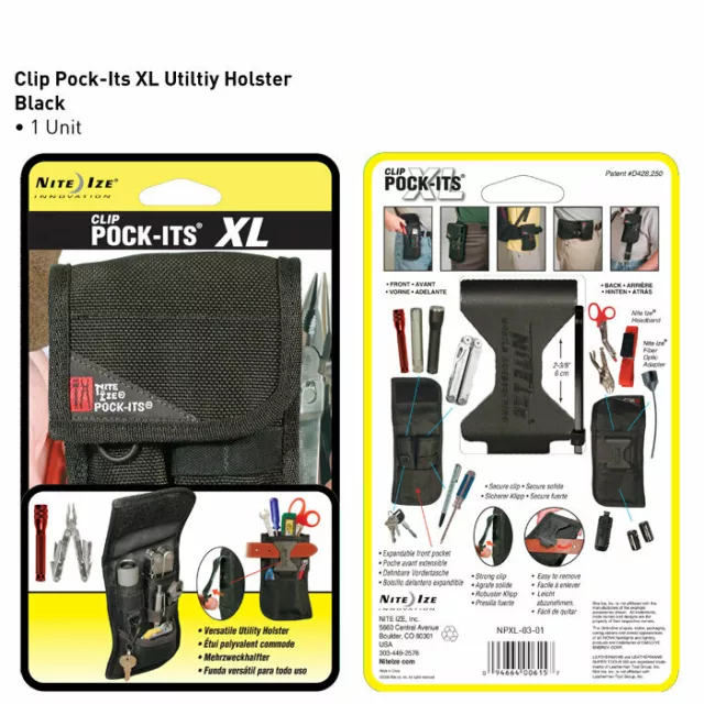 NEW Nite Ize Clip Pock-Its XL Utility Holster Holds Flashlight Multi-Tool Sheath