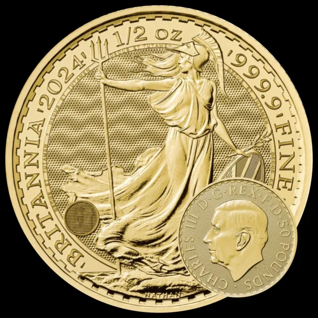 Goldmünze 1/2 Halbe Unze/oz 999.9 Gold  „Britannia“ Charles III 2024