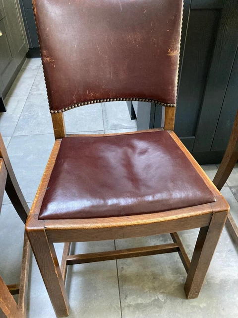 6 vintage Cromwellian style oak/leather Dining room chairs North London N17