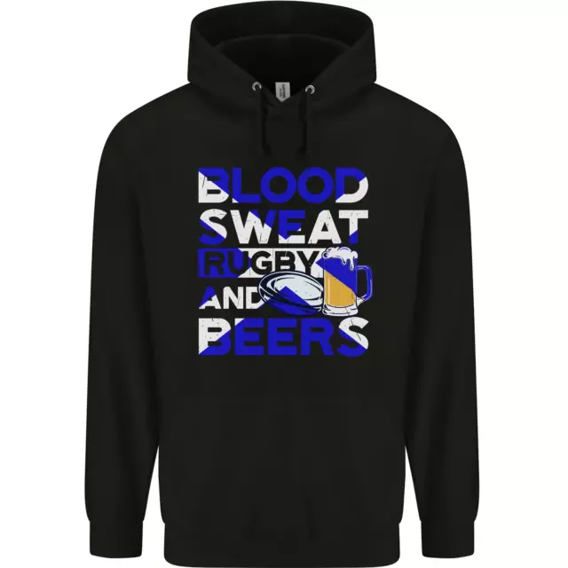 Blood Sweat Rugby and Beers Scotland Funny Mens 80% Cotton Hoodie
