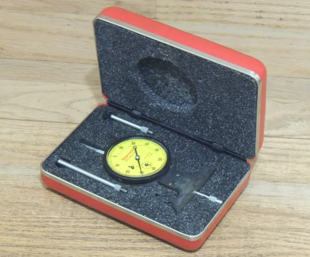 L. S. STARRETT No. 644 DIAL DEPTH GAGE w/ORIGINAL CASE-VINTAGE MACHINIST TOOL