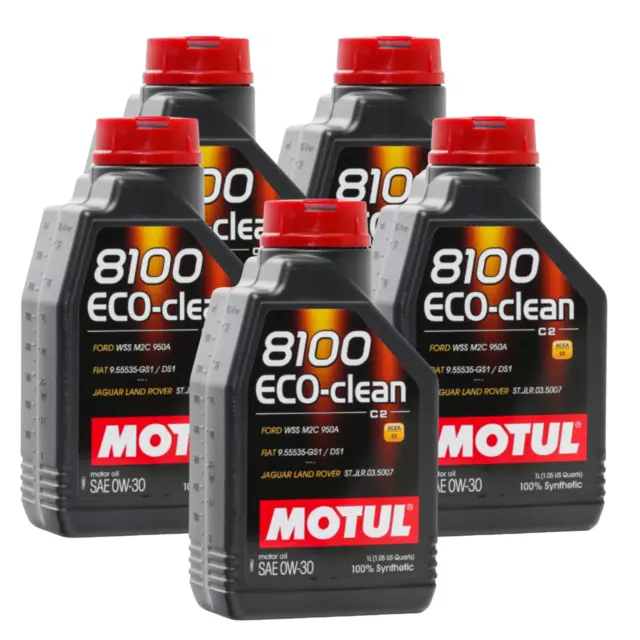 5 Lt MOTUL 8100 Eco-Clean 0W30 Motoröl 100% Kunststoff Acea C2 Api Sn 102888