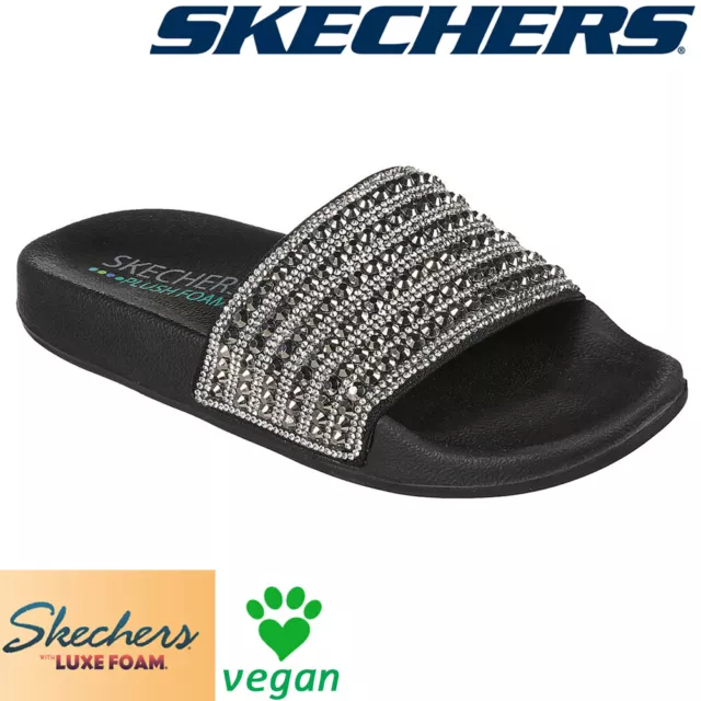SKECHERS POP UPS ROCKER Glam Black Beach Sliders Sandals Sketchers 119193 BLK 39.95 PicClick UK