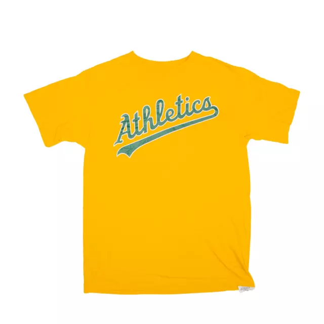 MAJESTIC Oakland Athletics USA T-Shirt Yellow Short Sleeve Boys XL