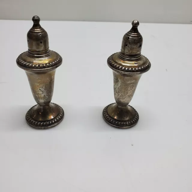 Antique Vintage Weighted Sterling Silver Salt and Pepper Shakers