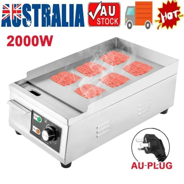 2000W Electric Griddle Grill BBQ Hot Plate Commercial Countertop Stainless Steel