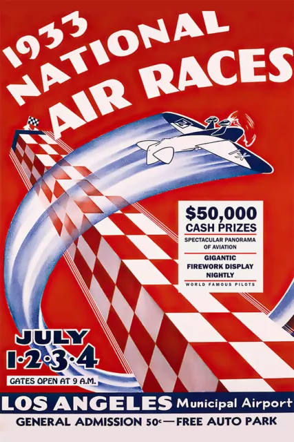 1933 National Air Race Airplane Plane Los Angeles Vintage Wall - POSTER 20x30