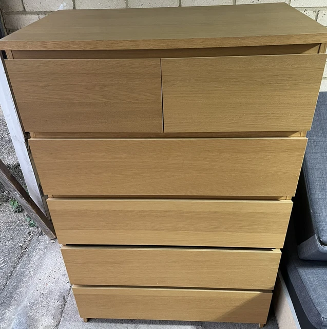 IKEA MALM CHEST of 6 drawers oak £82.00 PicClick UK