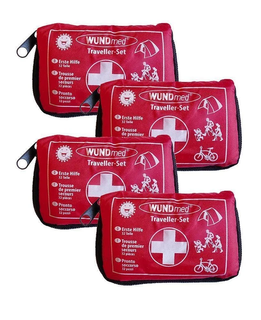 4 x Erste Hilfe Set Traveller Kit Tasche Notfallmedizin Notfalltasche Reise Set