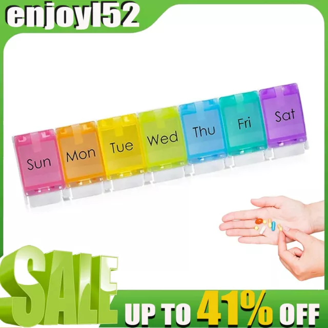 Weekly Pill Box 7 Day Rainbow Organiser Portable Medicine Storage Case Holder