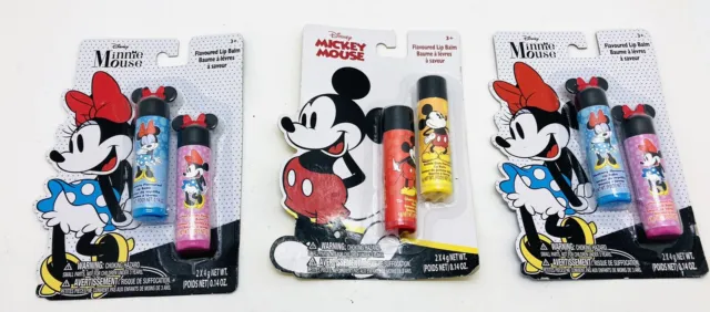 * Disney Minnie/Mickey Mouse Flavored Lip Balm 2 Pack, Lot Of 3, 2