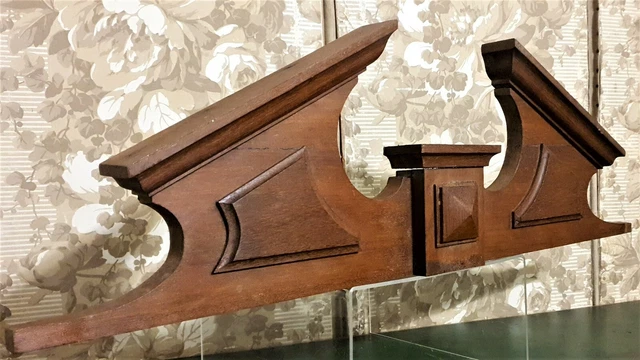 Victorian decorative wood carving pediment Antique french architectural salvage