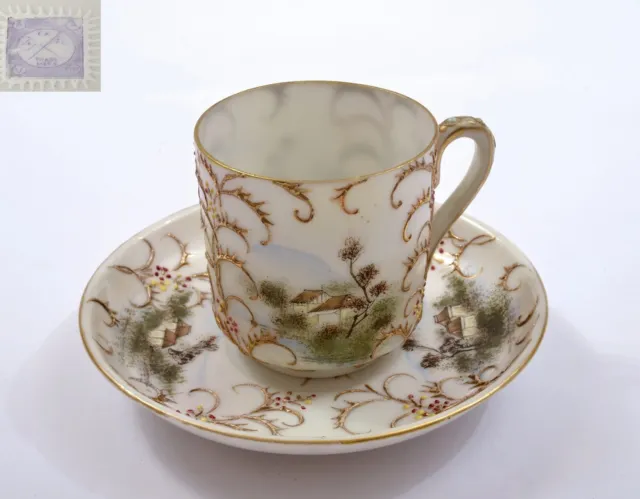 1910's Japanese Nippon Moriage Tea Cup & Saucer Marked