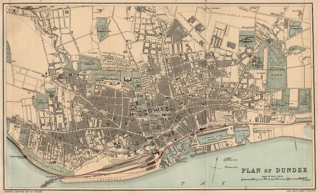 DUNDEE. Antique town plan. Scotland. BARTHOLOMEW 1885 old map chart