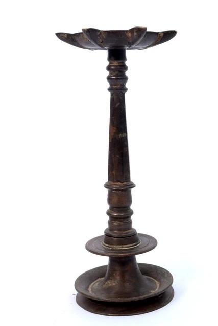 19c Very Nice Indian Antique Hand Crafted Brass Oil Diya Light Stand. G53-420