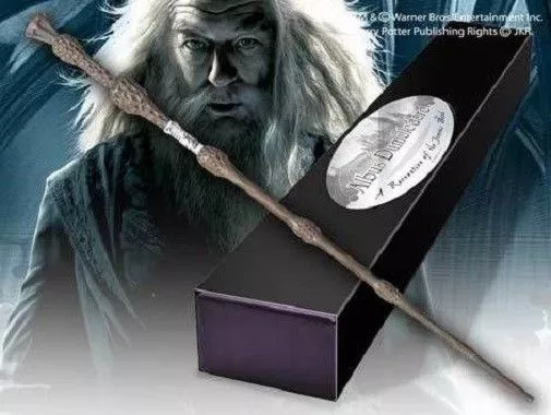 Harry Potter Official Dumbledore Wizard Elder Wand + Bonus Name Clip Stand New