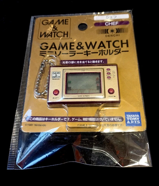 KEYCHAIN NINTENDO GAME & WATCH CHEF LCD MINI SOLAR POWER Takara