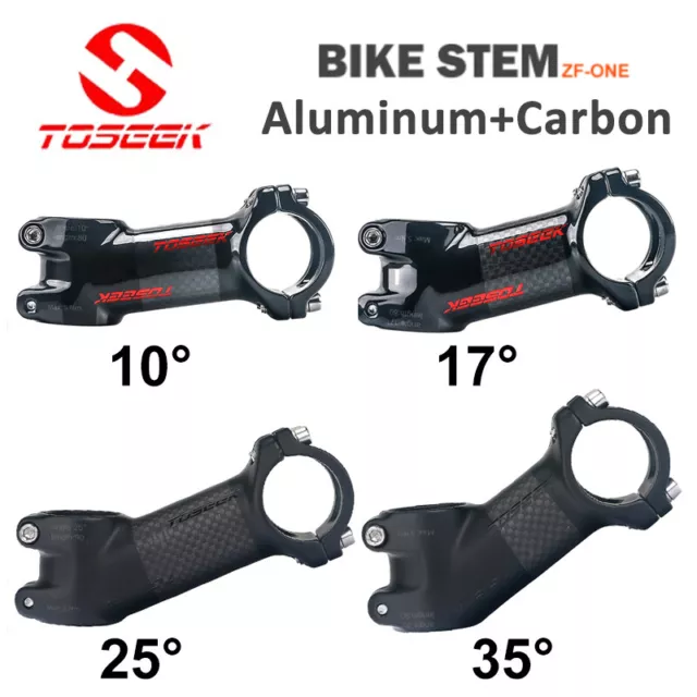 TOSEEK 10/17/25/35 Degree MTB Bike Stem 60-110mm Carbon+AL 1-1/8" Stems Part