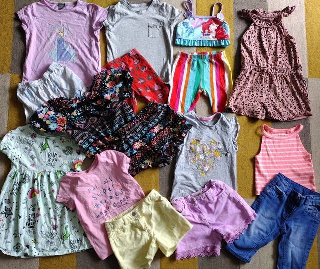 Abito pacchetto vacanze estive per ragazze 4-5 anni, pantaloncini, top, corto congelato pigiama E