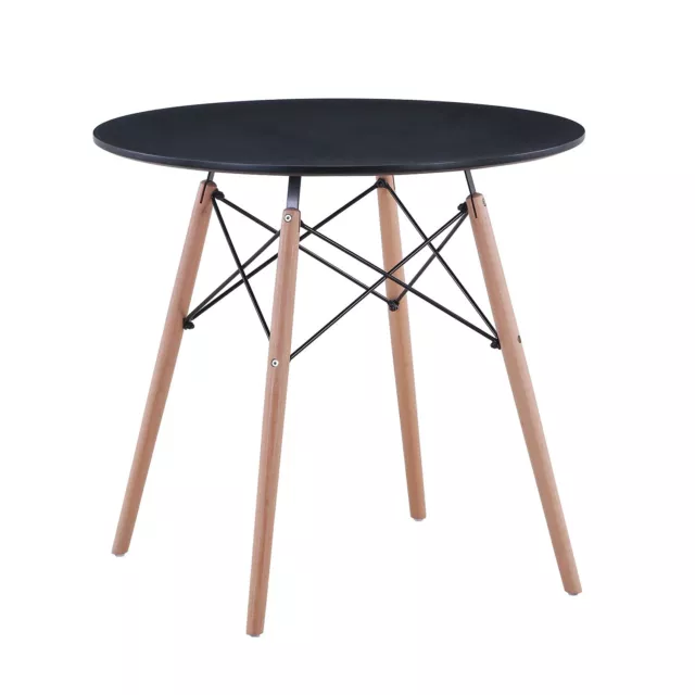 80cm Mesa de madera redonda negra Cocina comedor mesa informal de oficina