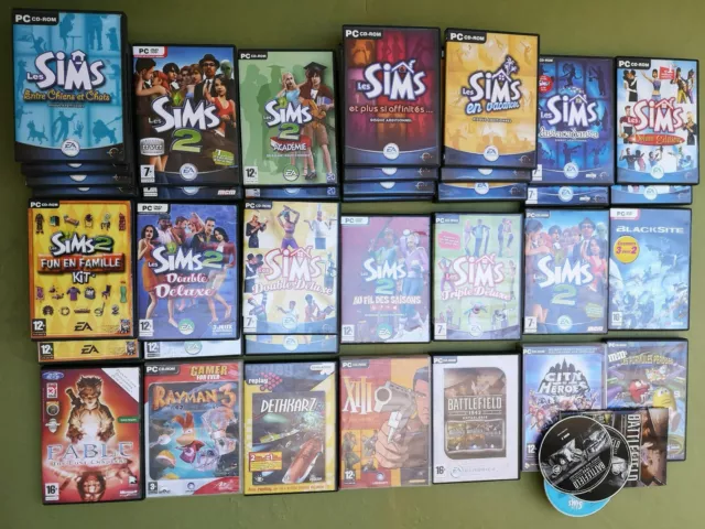 Gros lot 41 divers Jeu PC CD-ROM Majoritairement SIMS dont doubles et divers