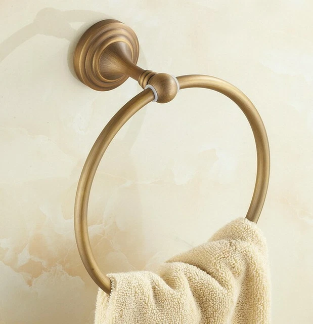 Bathroom Towel Rail Holder Round Ring Antique Brass Wall Mounted Rack sba033