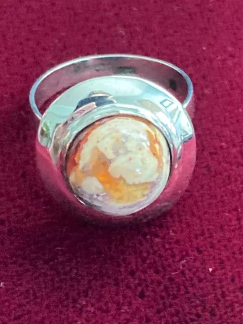 ECC2 MEXICAN FIRE Opal in Matrix Cabochon Ring Bezel Set Sterling ...