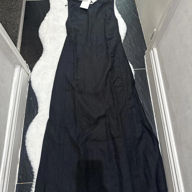 ZARA BLACK MIDI Linen dress 100% Linen 38.00 - PicClick UK