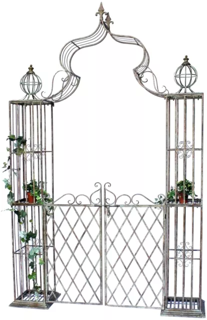 Arco Rosas Con Puerta Metal 275x170 CM Rundbogen Arco de Puerta Pérgola 110241 3