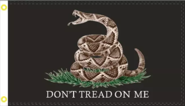 Gadsden Live Rattlesnake Don't Tread On Me Black USA 3'X5' Flag Rough Tex® 100D